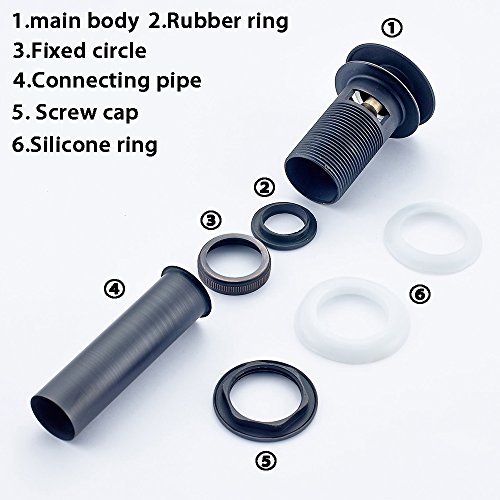 RBROHANT 1 5/8" Bathroom Vanity Pop Up Drain, Oil Rubbed Bronze Vessel Sink Drain Stopper With Overflow