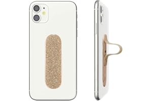 MOMO STICK Momostick Flatstick, Cell Phone Finger Grip Strap Holder for Hand, Cell Phone Stand, New Slim Finger Loop Selfie Grip Compatible with Most Smartphones - Glitter Gold