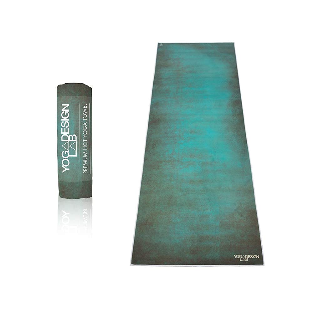 Yoga Design Lab | The HOT Yoga Towel | Premium Non Slip Colorful Towel | Eco Printed + Quick Dry + Mat Sized | Ideal for Hot Yoga, Bikram, Ashtanga, Sport, Travel! (Aegean Green)