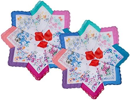 Star Heaven Soft Cotton Vintage Handkerchiefs Bulk Wedding Hankies for Ladies (12 pcs)