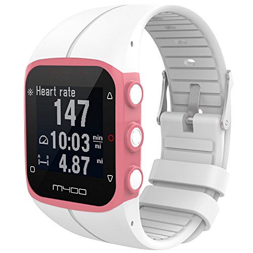 RuenTech Bands for Polar M400 / M430 watch Strap Replacement Soft Silicone Wristband Sports Band For Polar M400 and M430 GPS Smart Sports Watch-White,M(5.5''-8.0'')