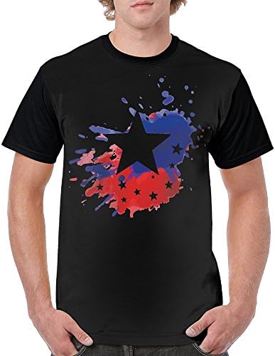 Men Graffiti American Flag Stars Novelty Graphic Shirt With O Neck