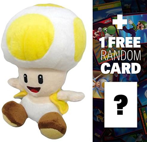 Yellow Toad: ~6" Super Mario Bros Mini-Plush + 1 FREE Official Super Mario Bros Fun Card Bundle
