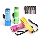 EverBrite 4-Pack Mini LED Aluminum Flashlight Party Favors Colors Assorted for Hurricane Supplies with Handle Glow in Dark