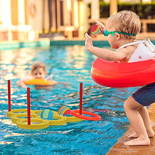 SevenQ Pool Toys Ring Toss Game, Floating Foam Ring Toy with Balls and