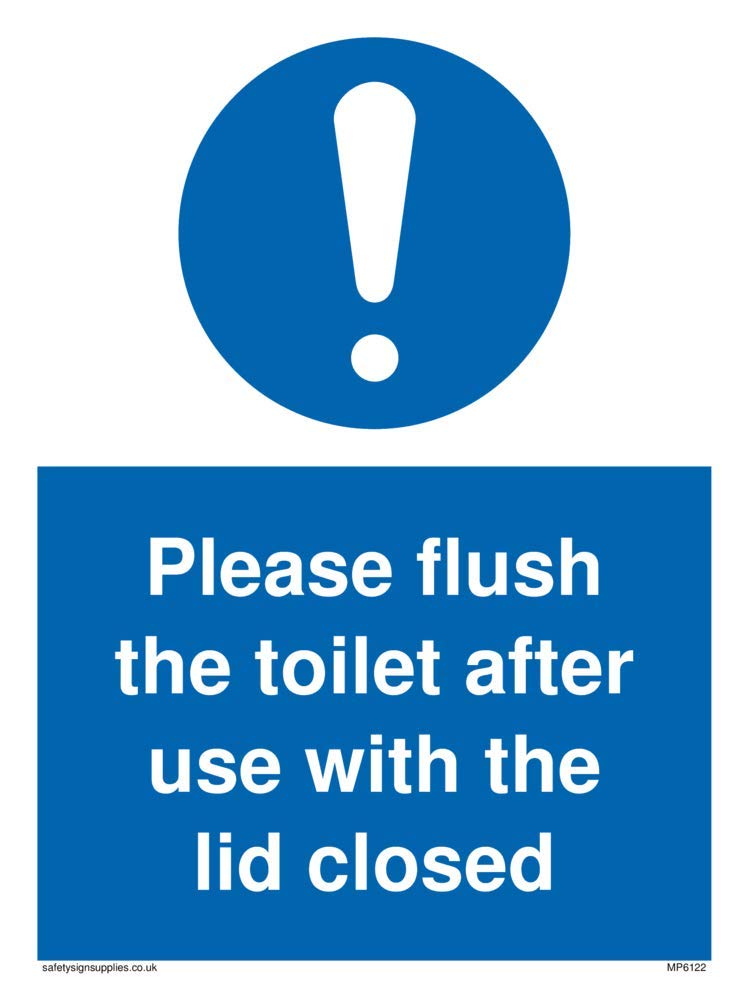 Please flush the toilet after use with the lid closed