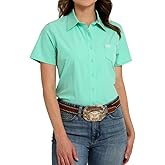 Cinch Women's Mint Arenaflex Short Sleeve Button Shirt