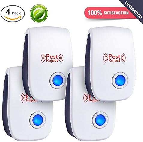 Ultrasonic Mosquito Pest Repellent Bug Zapper Electronic insect killer,Repels Ants, Roaches, Fleas, Rats, Bugs, Fruit Fly, Cockroaches and More (Type A/4 pack)