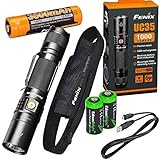FENIX UC35 V2.0 2018 upgrade USB Rechargeable 1000 Lumen CREE LED Flashlight, 3500mAh rechargeable battery, USB charging cable with 2 X EdisonBright CR123A back-up batteries bundle