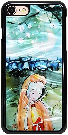 ARTIMO iPhone 7 Natural Mother of Pearl Case with Korean Traditional Pictures and Patterns Woman Under The Moonlight