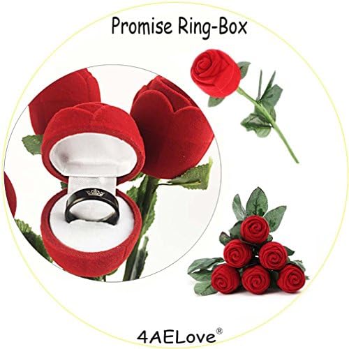 Rose Gift Box Jewelry Box Couples Ring His &amp; Hers Real Love Promise Ring Wedding Package2pcs