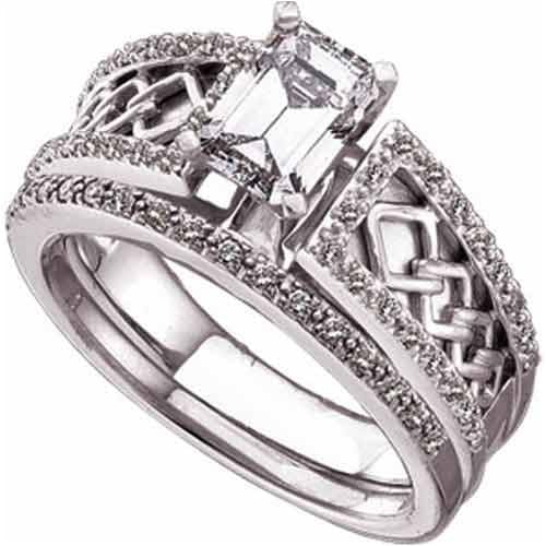 Celtic knot Amazon.com: 14kt White Gold Celtic Style Wedding Ring Set (Center stone