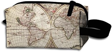 Cosmetic Bag,Vintage World Map Printed Cosmetic Portable Bag Multi-Functional Oxford Pouch Zipper Bag For Women Girl
