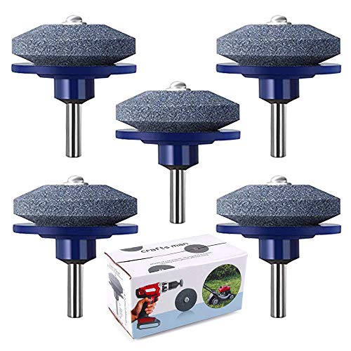 cenoz 5 Packs Lawn Mower Blade Sharpener Lawn Mower Sharpener for Any Power Drill Hand Drill (5 pcs Blue)