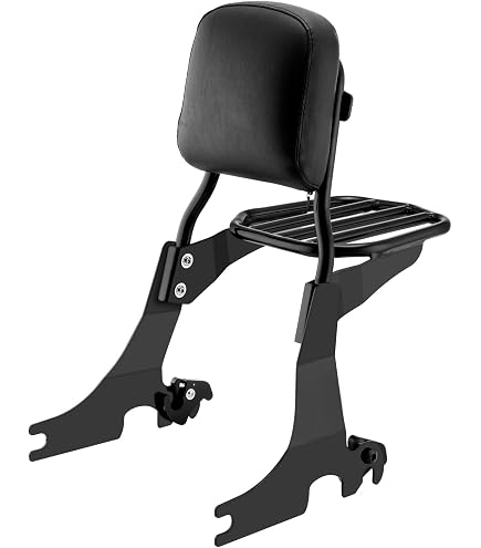 Set: Sissy Bar + Rear Rack + Docking Kit Fits For Harley Davidson Road King 97-08 Chrome Craftride + Solo Seat Luggage Rack Fits For Harley Davidson Road King 97 05 Chrome Craftride A174800 0