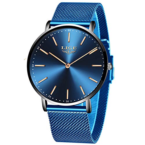 LIGE Hombre Reloj Impermeable Acero Inoxidable Cuarzo Analógico Relojes Moda Casual Deportivos Automático Calendario Reloj para Hombre