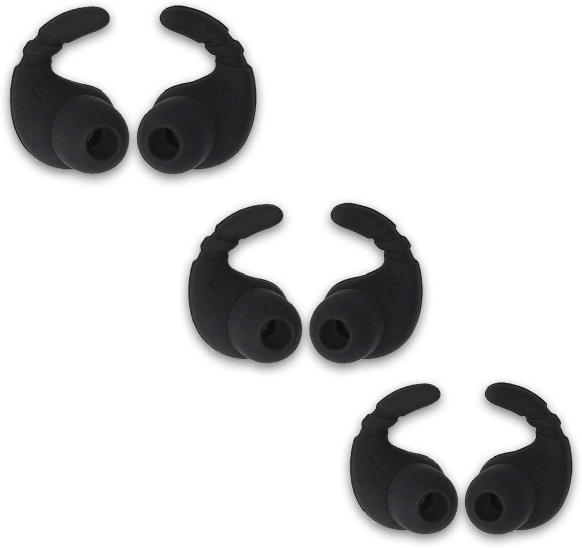kwmobile Set of 6 Silicone Covers - Soft Protective Universal Earbud Covers and Ear Hooks for Many Types of Earphones - Black - Image 5