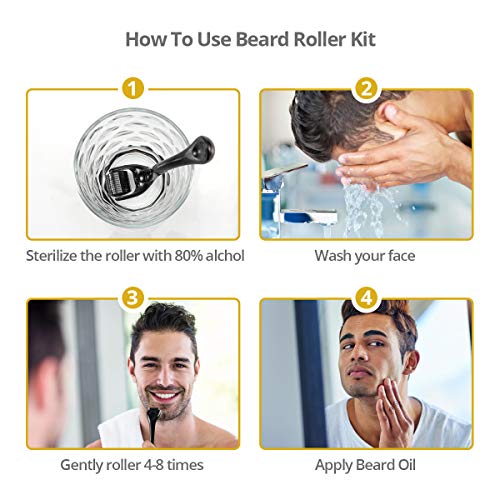 Beard Growth Kit, Derma Roller with Beard Growth Oil Serum for Men