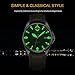 BUREI Men's Date Luminous Military Watch with Green Interchangeable Canvas Band