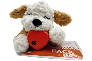 Kisspaws Heartbeat Plush Toy for Dogs Puppy Cats Pet Anxiety Relief and Calming Sleep Aid Pet Comfort Companion Toy Brown