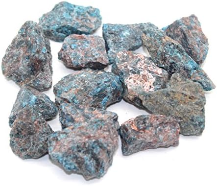 Crystalo - 1lb Bulk Rough Blue Apatite from Madagascar - Large 1 Inch Raw Natural Stones for Cabbing, Cutting, Lapidary, Tumbling, Polishing &amp; Reiki Crystal Healing