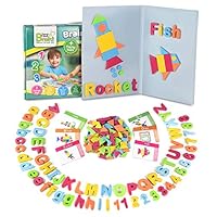 Magnetic Letters and Patterns Set |Educational Toy with 400 Foam Pieces + 38 Idea Cards | Imagination Learning Game for Kids, Learn ABC, Spelling, Counting, Puzzles, Fine Motor Skills