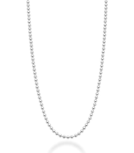 Savlano 925 Sterling Silver Italian Solid Bead Ball Dog Tag Chain