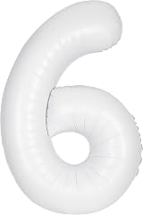 Unique Giant Foil Number 6 Balloon 86 cm Matte White