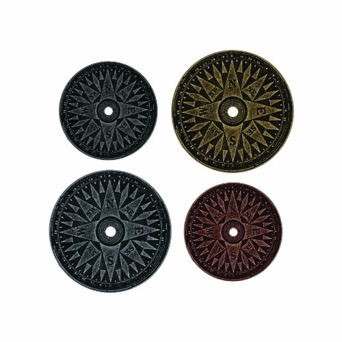 Tim Holtz Idea-ology Compass Coins by, Pack of 4, Assorted Finishes, TH93061