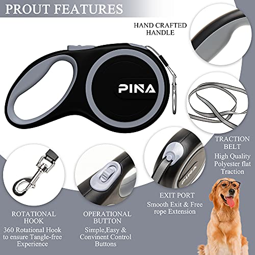 PINA Upgraded Retractable Dog Leash, Strong Anti-bite Nylon Tape,Heavy Duty Pet Walking Leash with Anti-Slip Handle,One… - Image 3