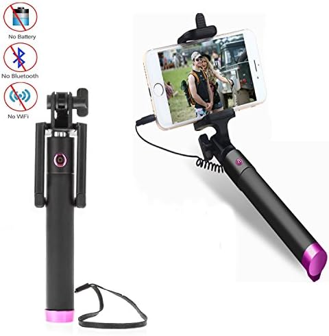 Selfie Stick, Foldable Selfie Stick, No Battery No Charging No Bluetooth, Wired Selfie Stick for iPhone / Galaxy S7 Edge/ Nexus 6p/ LG G5 &amp; other phones within 2.2-3.54 Inches width