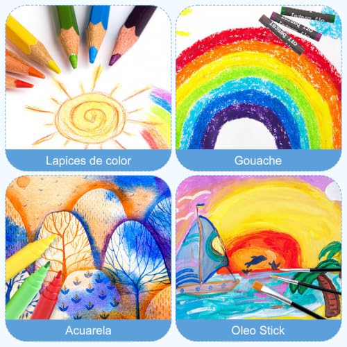 ZZBIFRJ Set de Arte Profesional Plegable de Aluminio, 145 Piezas Kit de Dibujo en Color, Lapices de Colores Profesionale Ideal Regalo para Niños (Astronautas)