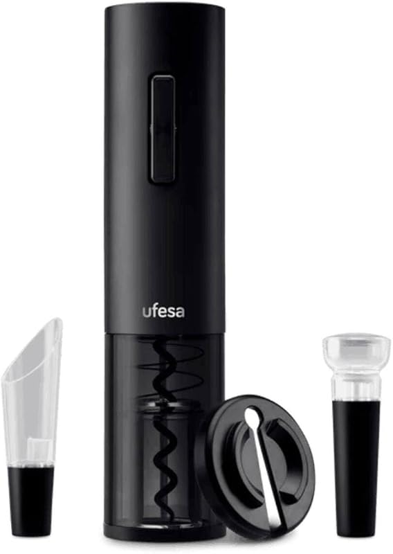 Saca-rolhas elétrico recarregável EasyOpen, abridor automático de vinho com cortador de etiquetas de garrafas, decantador e tampão de vedação, USB, luz LED