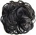 FESHFEN Messy Bun Hair Piece - Elastic Wavy Curly Hair Bun Scrunchies Extensions Synthetic Chignon Hairpieces for Women Girls, Off Black 1 PCS