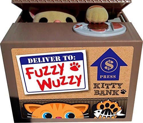 Fuzzy Wuzzy Kitty Mechanical Novelty Coin Bank by Leading Edge Novelty