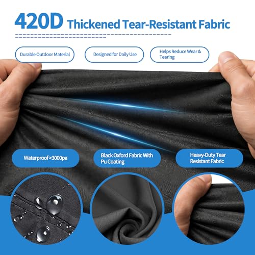 Neuradical 420D rectangular cover for above-ground swimming pools, UV and tear resistant, available in various sizes 224 x 408 cm, windproof protection with reflective strips.