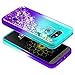 LG V20 Case w/[Tempered Glass Screen Protector], NageBee Glitter Liquid Quicksand Waterfall Floating Flowing Sparkle Shiny Bling Diamond Girls Cute Case for LG V20 -Aqua/Purple