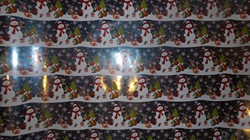 Trim A Home Festive Christmas Wrapping Paper 3.33 YD x 2.5 FT. 25 SQ FT. 1 Roll Of Foil Snowman & Outdoor Winter Animals Wrapping Paper
