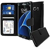 Samsung Galaxy S7 Edge Wallet Case, Bastex Shiny PU Leather Black Flip Wallet Credit Card Cover for Samsung Galaxy S7 Edge