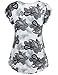 Bebonnie Womens Casual Summer Ruffle Sleeve V Neck Loose Fit Chiffon Blouse Tops (Large, Black Grey)