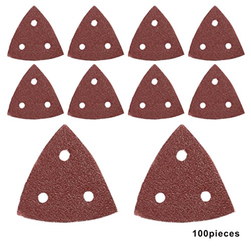 Harpow 100pcs Triangular sandpaper,power oscillating tool blades,multitool blades,power tool saw blades,fits Fein Bosch Craftsman Rockwell Einhell Westfalia Ferm Pro-Line Matrix tools