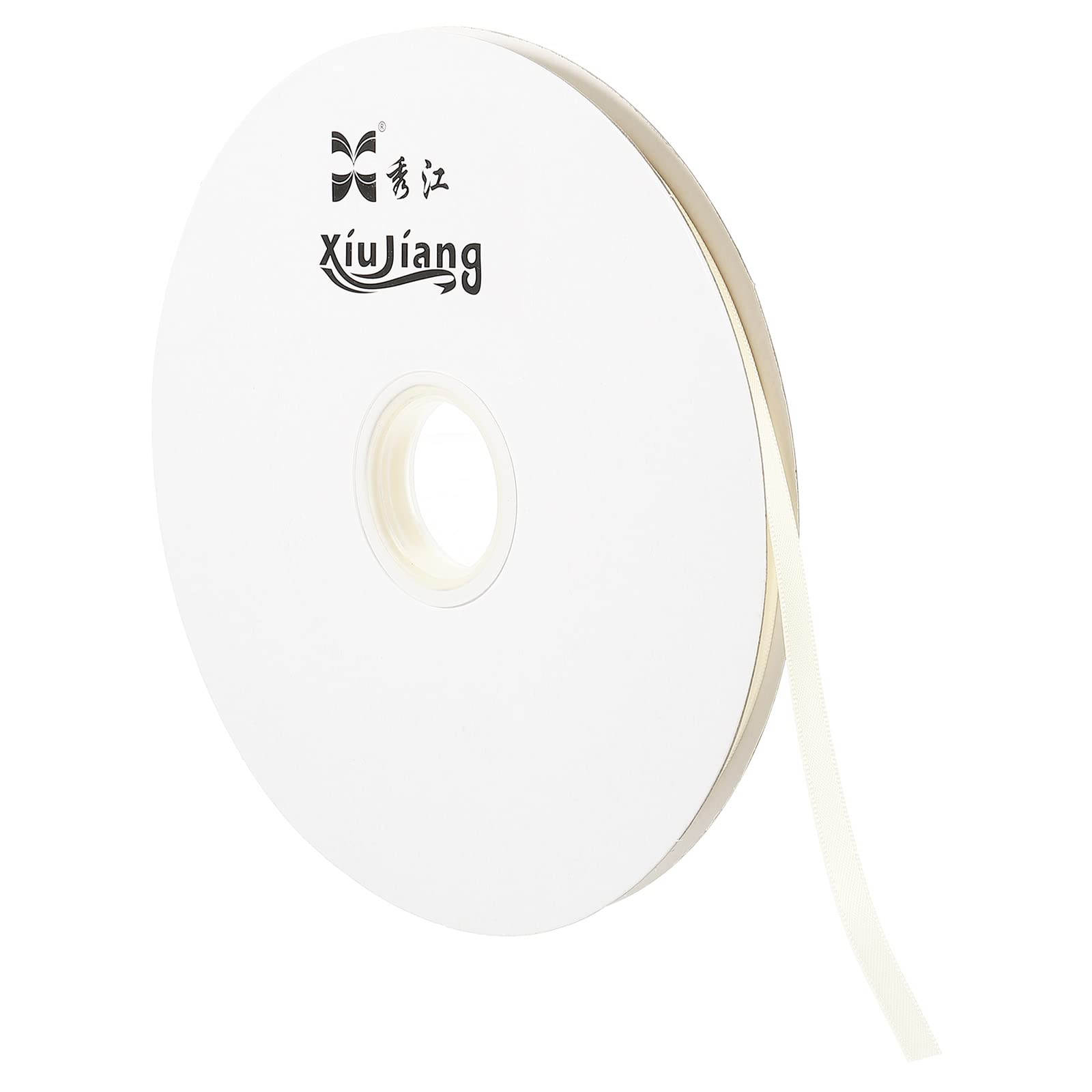 PATIKIL 0.28 Inch Wide 100 Yards Satin Ribbon, Double Face Solid Crafts Roll for Party Home DIY Wrapping Decoration Beige