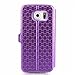 Galaxy S6 Edge Case, ArtMine Quilted Plain Color View Window Function PU Leather Flip Folio Book Style Protective Skin Stand Phone Case Kickstand Feature for Samsung Galaxy S6 Edge (Purple)