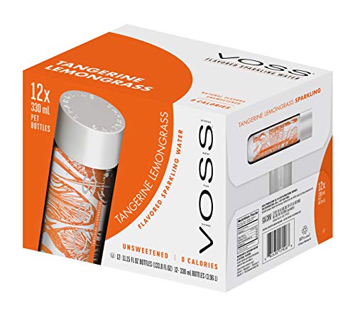 VOSS Artesian Sparkling Water, Tangerine Lemongrass, 330 ml Plastic Bottles (12 Count)