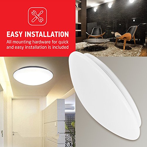 OSTWIN 11 inch Modern LED Flush Mount Ceiling Light Fixture for Any Room 20W (100W Replacement) 5000K (Daylight) Round Acrylic Shade White Finish Mushroom Shape ETL & Energy Star Listed
