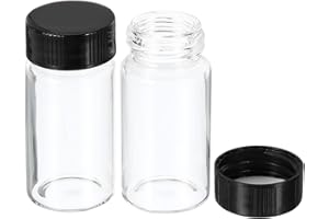 PATIKIL 20mL Reagent Media Bottle, 20 Pack Round Glass Storage Bottles Plastic Screw Cap for Lab Home, Clear