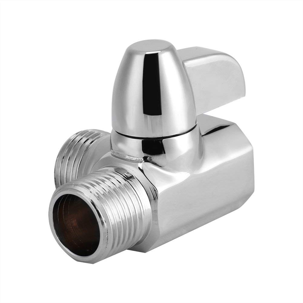 Shower Diverter, Universal 3-way Brass Chrome Switch Adapter G1 / 2" T-shape Adaptor Valve for Shower Arm Mounted