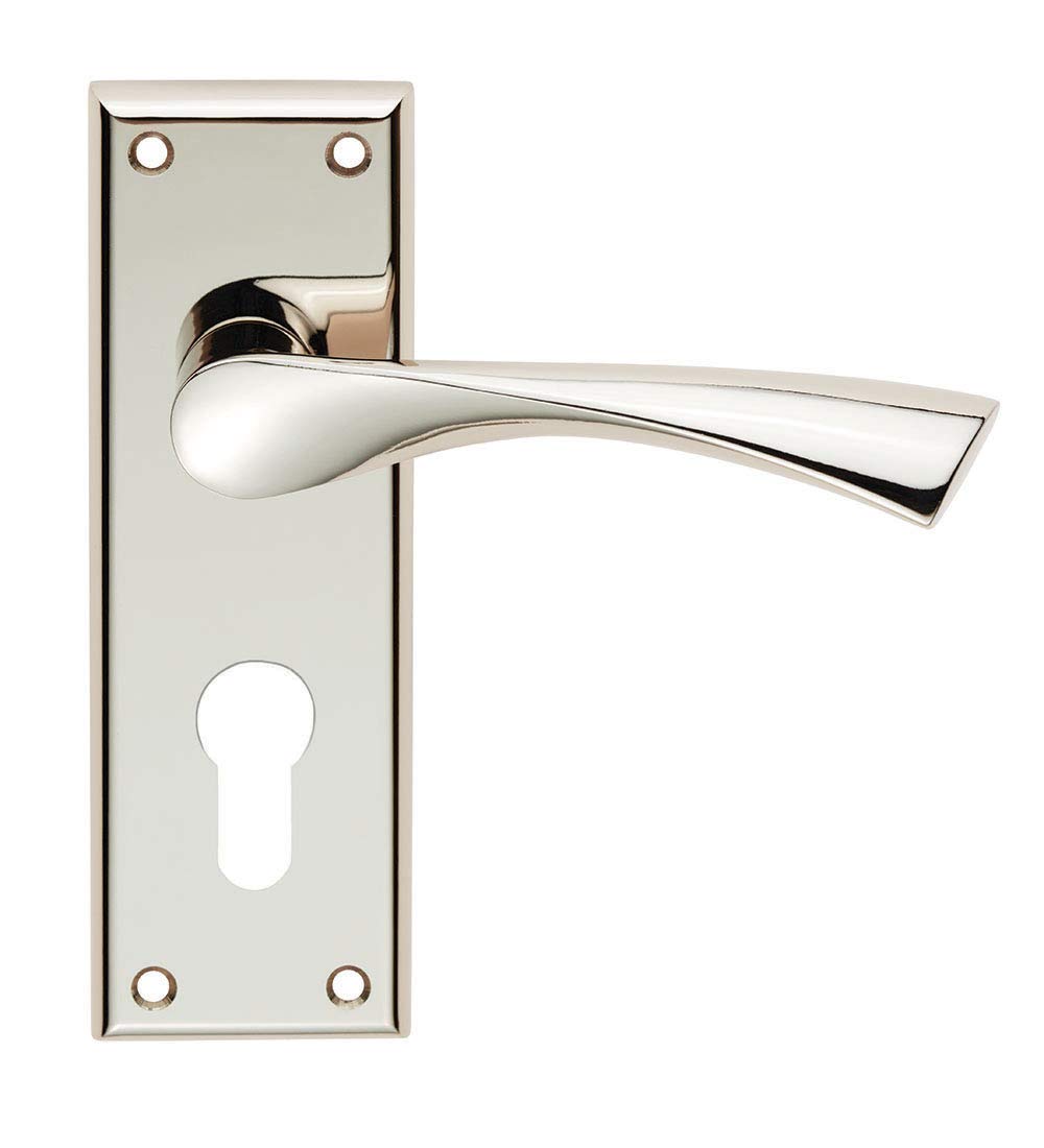 Carlisle Brass Serozzetta Venti Lever On Backplate - Euro 47.5mm - Polished Nickel - Includes a Pair of Handles & fixings