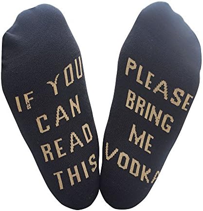 CHUN IF YOU CAN READ THIS BRING ME A GLASS OF WINE PLEASE BRING ME VODKA Unisex Socks Low Cut Socks for Men Women black