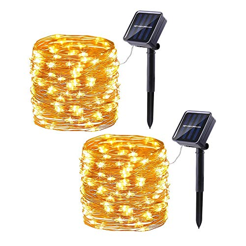 Lomotech 2 Pack Solarleuchten Außen - Insgesamt 20.1 m 200LED Solar Lichterkette Wasserdicht 8 Modi Funkeln Lichter für Outdoor, Terrasse, Garten, Hof